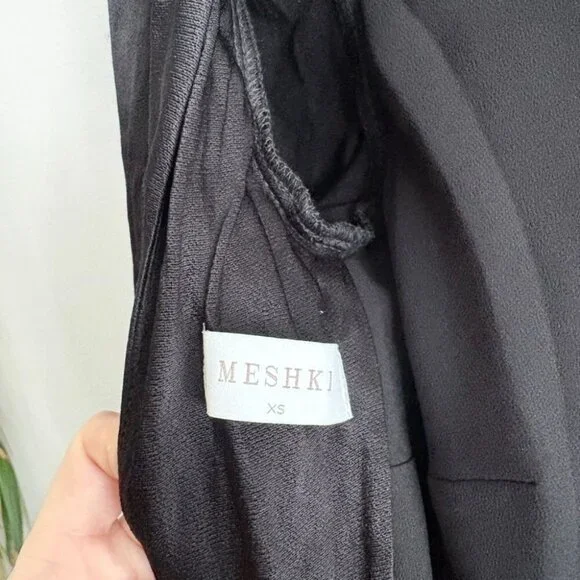 Meshki Davina Satin Black Long Bell Sleeve Mini Dress Black Size XS - Picture 9 of 10